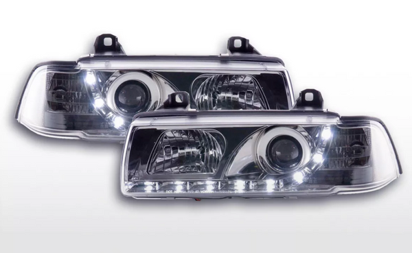 FK LED Headlights Angel Eyes Halo BMW 3-series E36 Coupe Cabrio 92-98 RHD M3