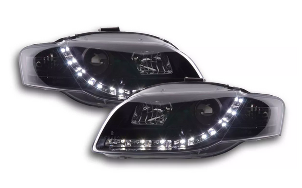 FK LED DRL Angel Eye Projector headlights Audi A4 B7 8E 04-08 black LHD S4