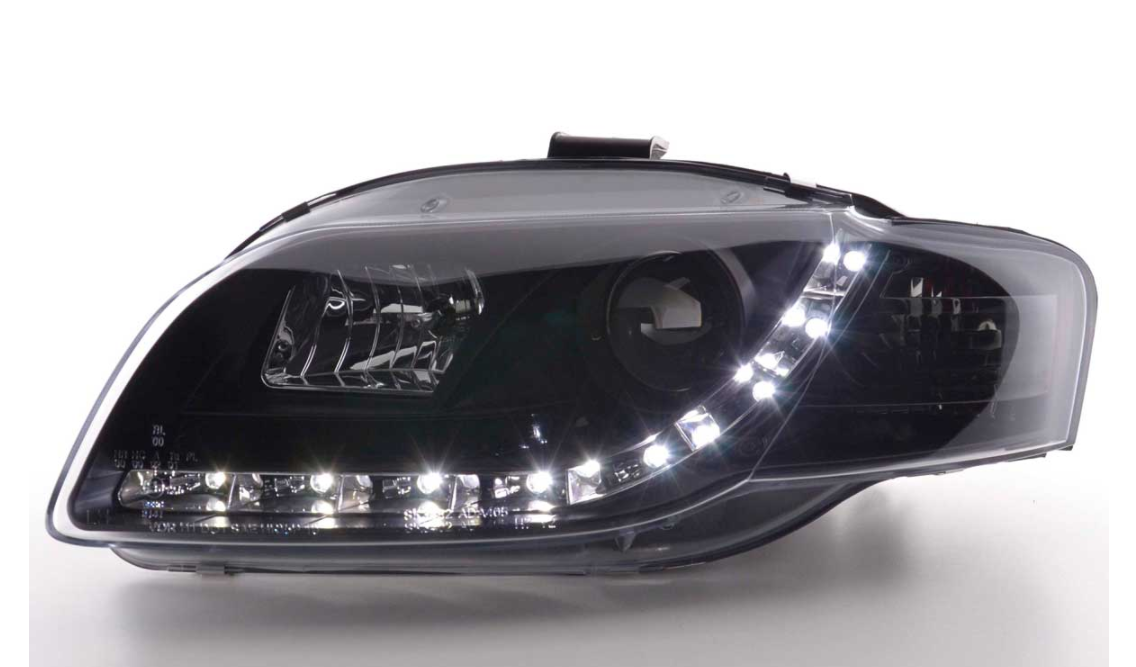 FK LED DRL Angel Eye Projektorscheinwerfer Audi A4 B7 8E 04-08 schwarz LHD S4 