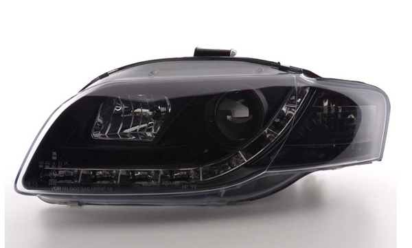 FK LED DRL Angel Eye Projector headlights Audi A4 B7 8E 04-08 black LHD S4