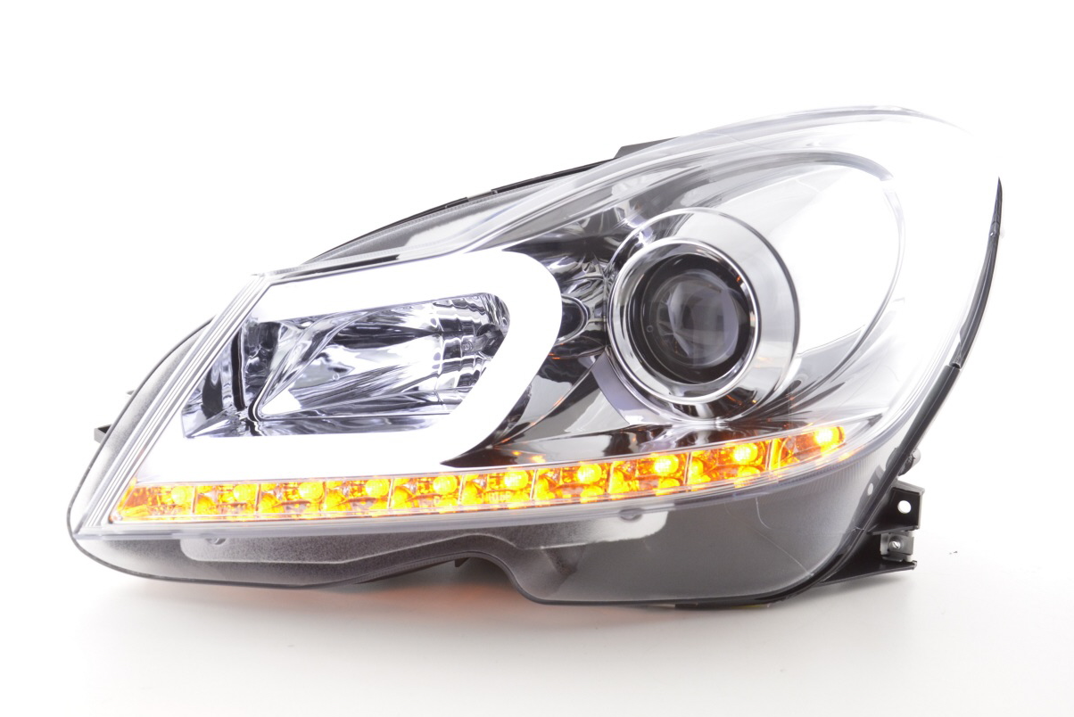 FK Set Mercedes C-Class W204 11-14 chrome LED DRL HEADLIGHTS AMG LHD C63