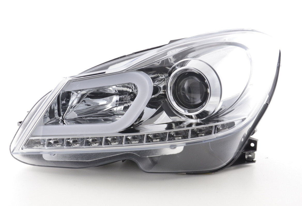 FK Set Mercedes C-Class W204 11-14 chrome LED DRL HEADLIGHTS AMG LHD C63