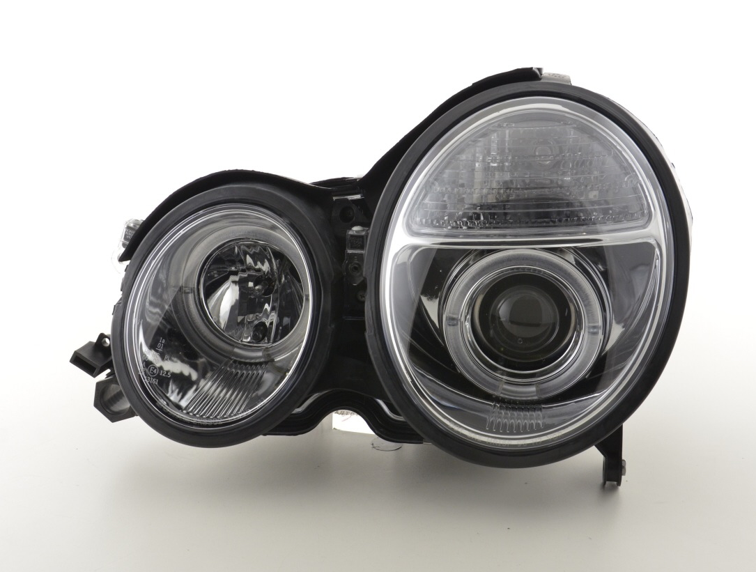 FK LED DRL Angel Eye Projektor-Scheinwerfer-Set Mercedes E-Klasse W210 99–01 RHD