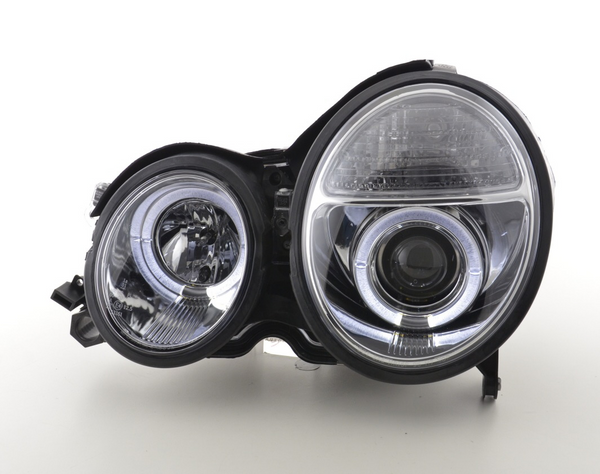 FK LED DRL Angel Eye Projektor-Scheinwerfer-Set Mercedes E-Klasse W210 99–01 RHD