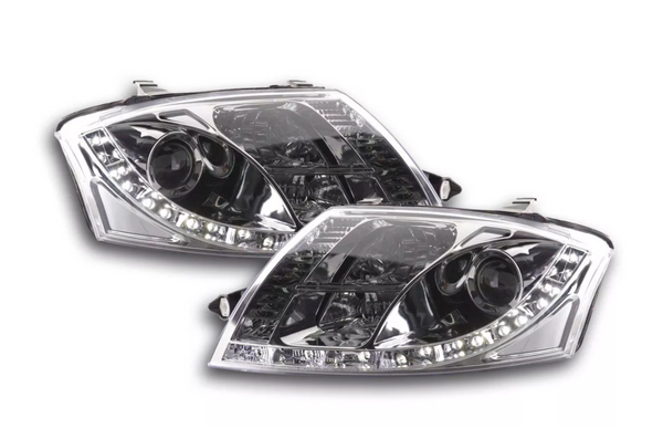 FK Pair LED DRL headlights Audi TT 8N 99-06 Black Chrome 1.8 3.2 Quattro LHD