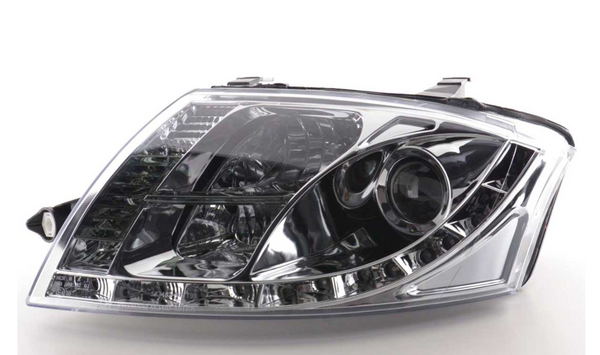 FK Paar LED DRL-Scheinwerfer Audi TT 8N 99-06 Schwarz Chrom 1.8 3.2 Quattro LHD