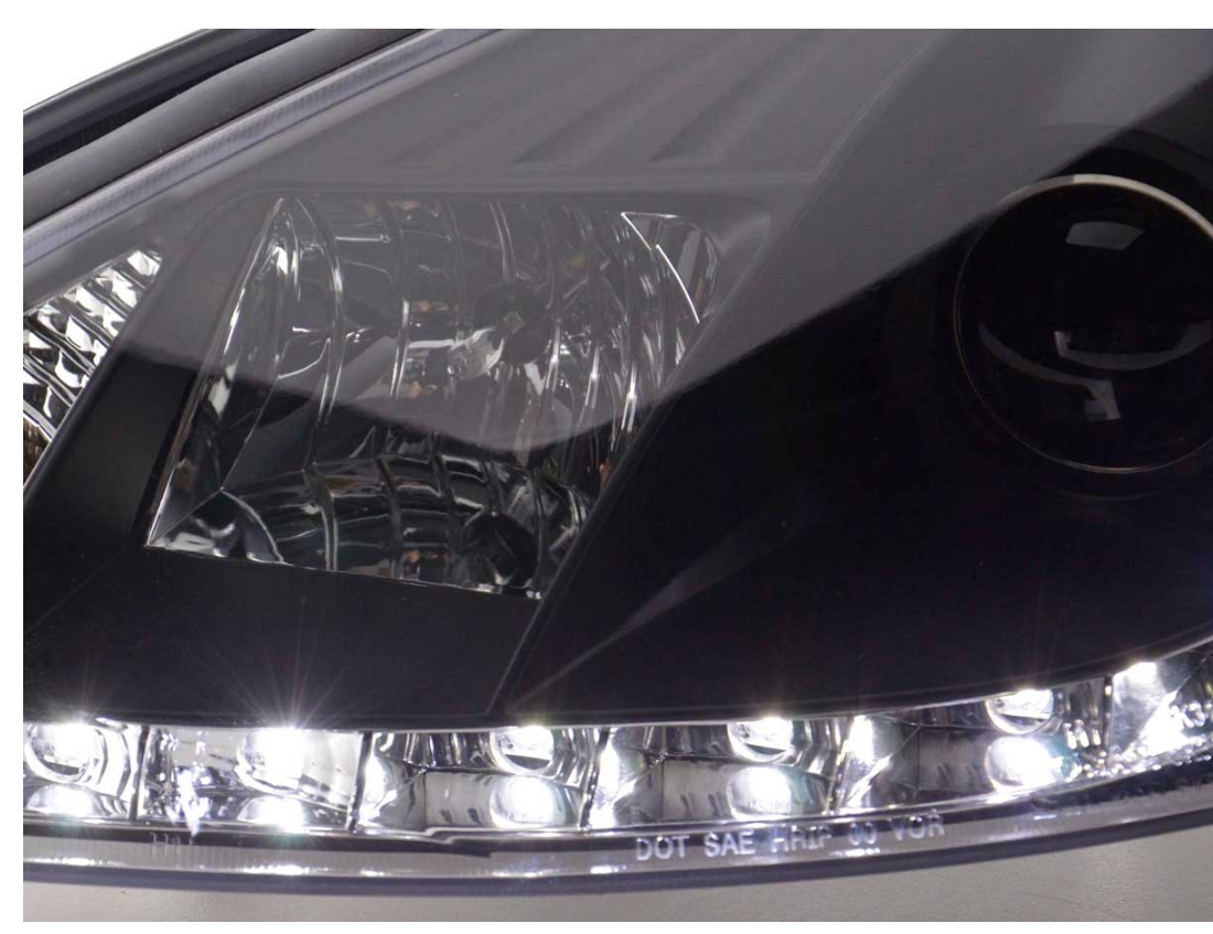 FK LED DRL Angel Eye Halo Lightbar Headlights Ford Focus 1 MK1 C170 01-04 black RHD