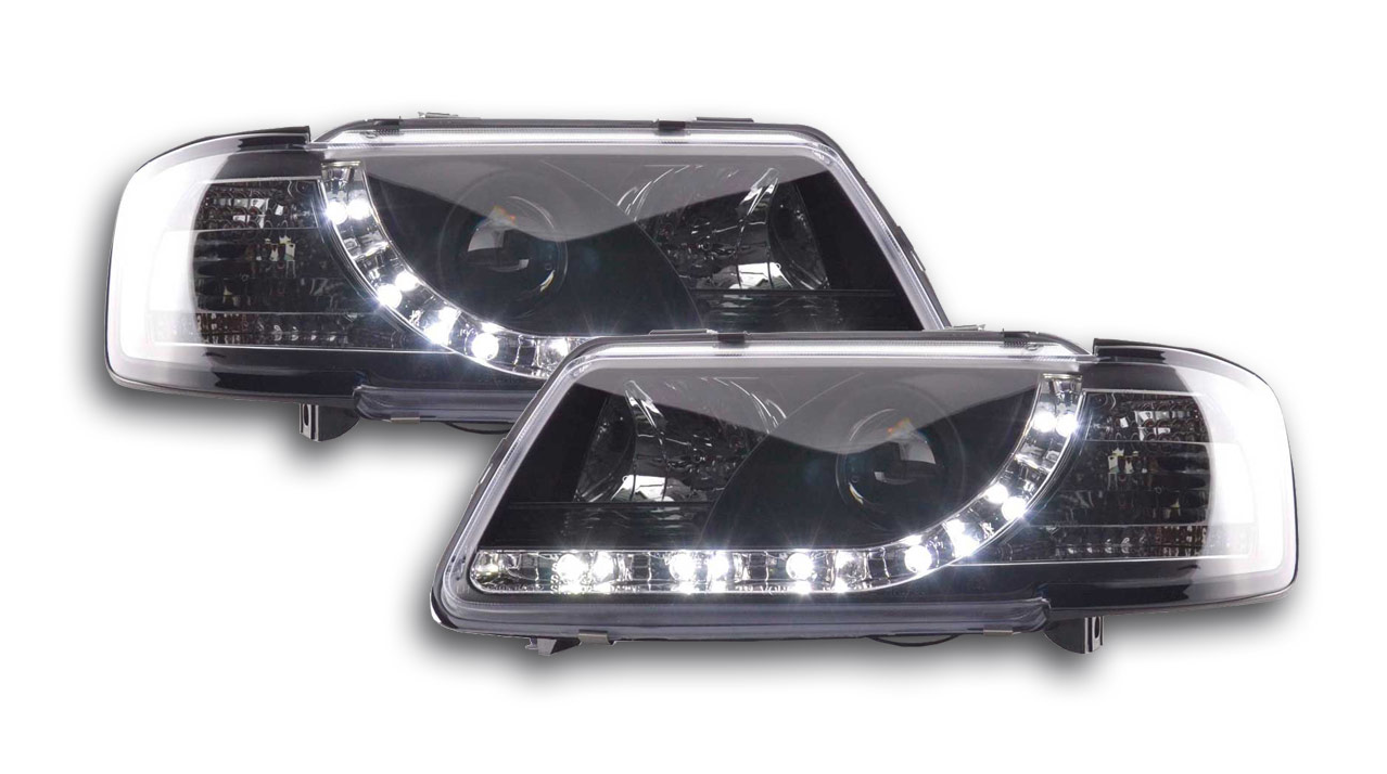 FK LED DRL Angel Eye Projector headlights Audi A3 8L 96-00 black LHD