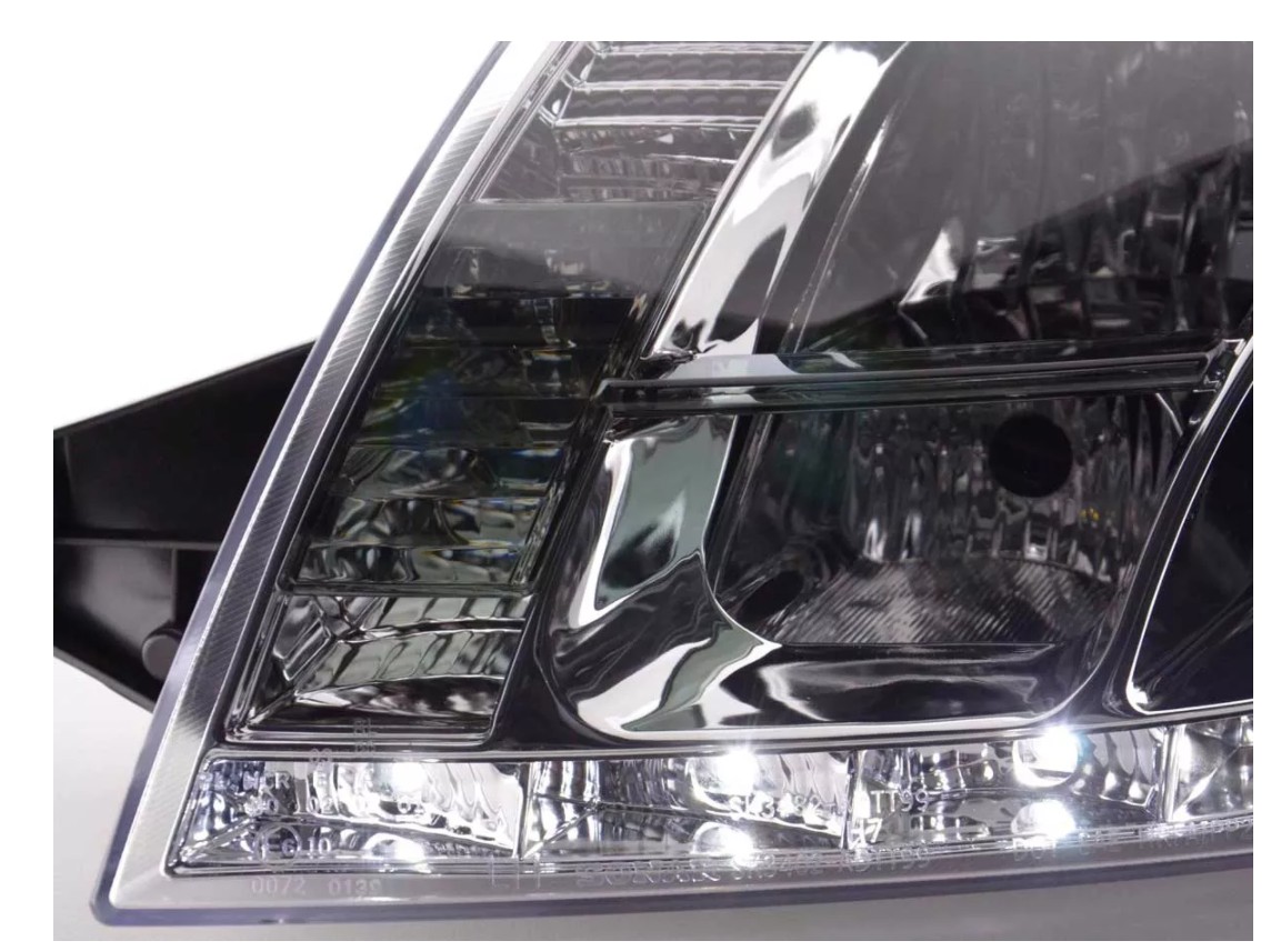 FK Paar LED DRL-Scheinwerfer Audi TT 8N 99-06 Schwarz Chrom 1.8 3.2 Quattro LHD