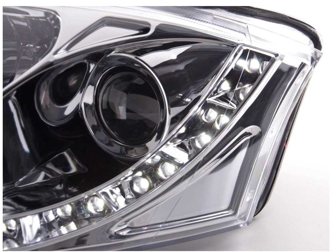 FK Pair LED DRL headlights Audi TT 8N 99-06 Black Chrome 1.8 3.2 Quattro LHD