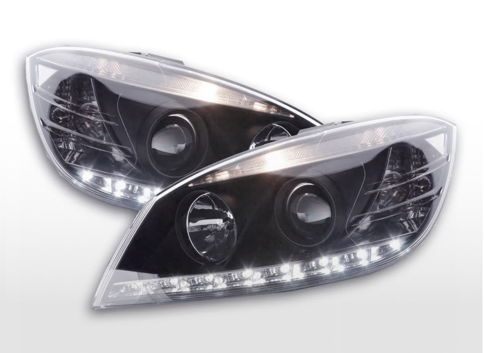 FK LED DRL Angel Eye Projektorscheinwerfer Mercedes C-Klasse W204 07–10 LHD