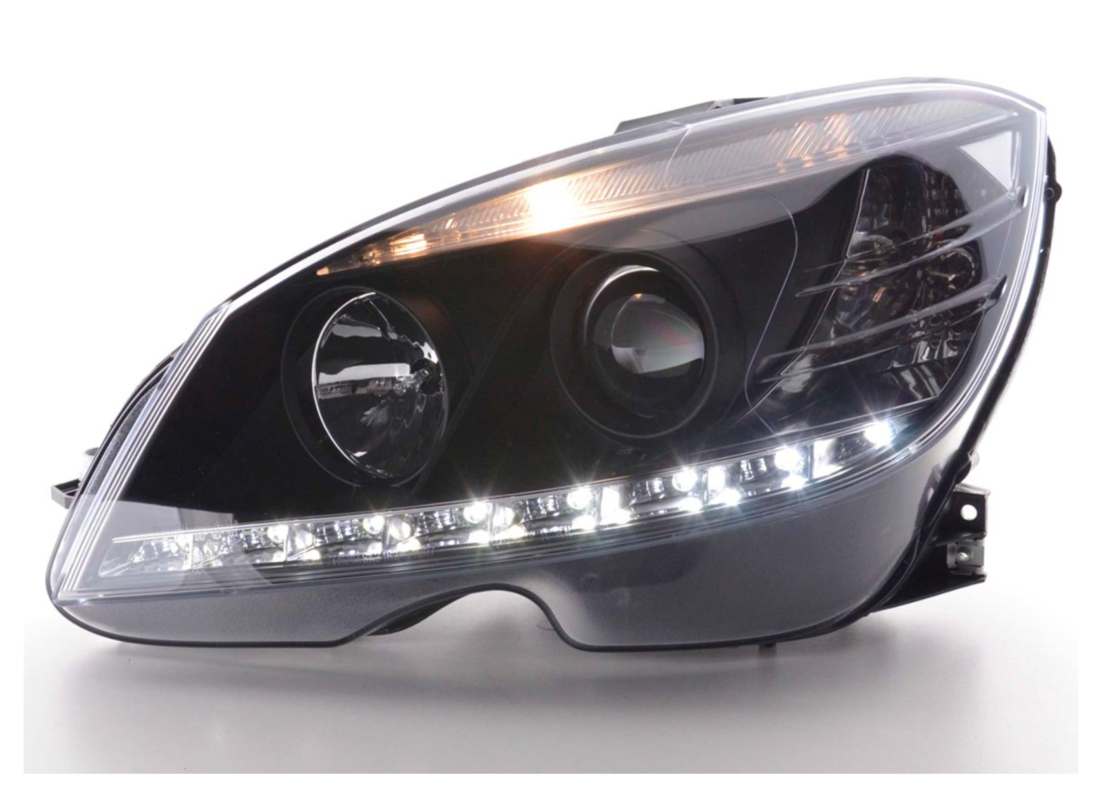 FK LED DRL Angel Eye Projector Headlights Mercedes C-Class W204 07-10 LHD