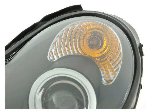 FK LED DRL Angel Eye Projektorscheinwerfer Mercedes C-Klasse W203 00-07 schwarz LHD