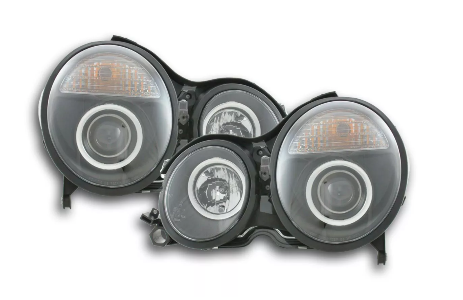 FK LED DRL Angel Eye Projektor-Scheinwerfer-Set Mercedes C-Klasse W210 99–01 RHD