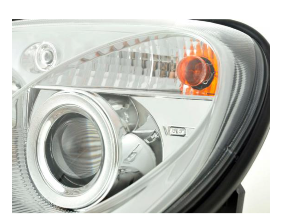 FK LED DRL Angel Eye Projektor Scheinwerfer Set Mercedes SLK Typ R170 96-02 chrom