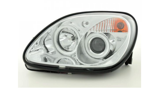 FK LED DRL Angel Eye Projektor Scheinwerfer Set Mercedes SLK Typ R170 96-02 chrom