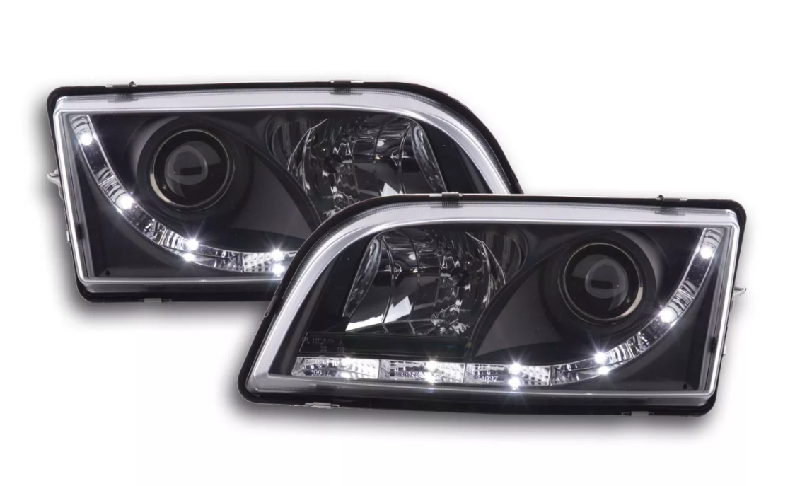 FK LED DRL Angel Eye Projector headlights Volvo S40 / V40 V50 type V 96-04 black