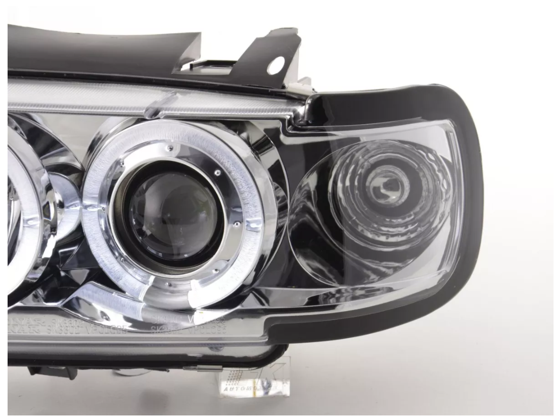 FK LED DRL Angel Halo Ring Eye Projector Headlights VW Polo 6N 94-99 chrome