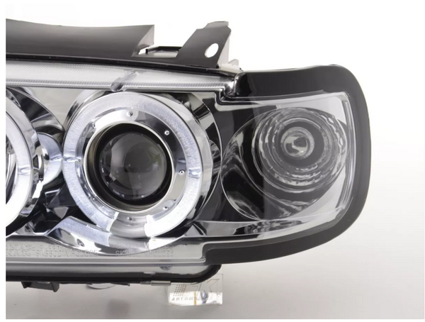 FK LED DRL Angel Halo Ring Eye Projector Headlights VW Polo 6N 94-99 chrome