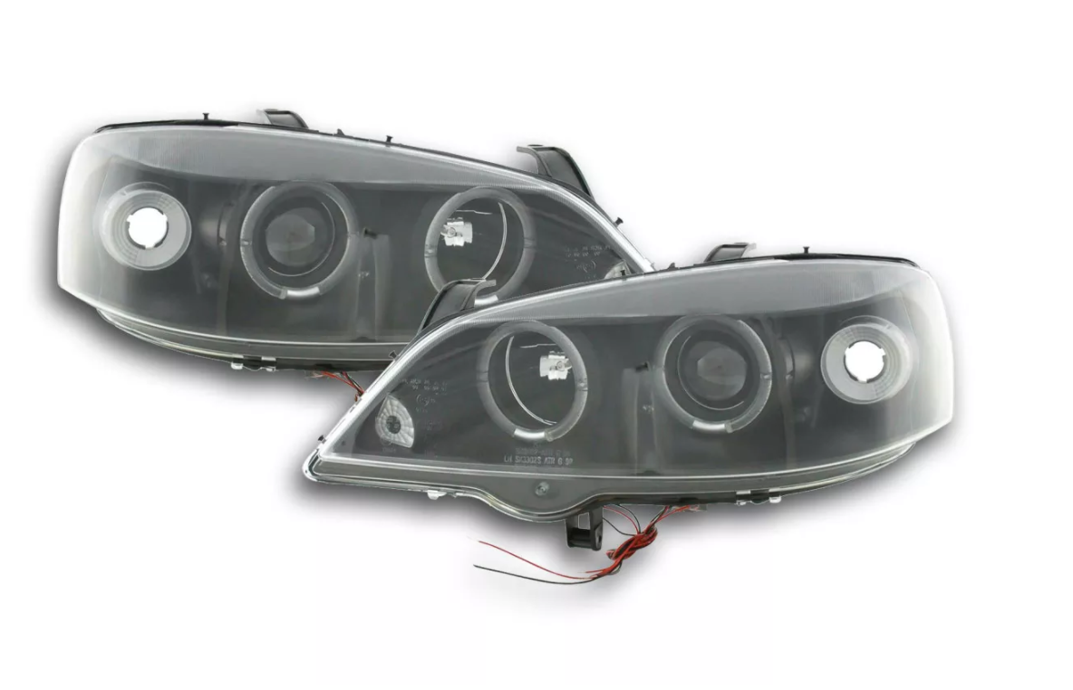 FK Set LHD Opel Astra G 98-03 LED DRL Opel Astra G 98-03 schwarz Angel Halo Eye 