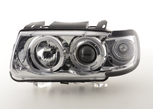 FK LED DRL Angel Halo Ring Eye Projector Headlights VW Polo 6N 94-99 chrome