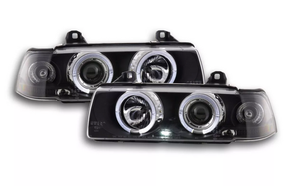 FK LED-Scheinwerfer Angel Eyes Halo Ring CCFL BMW 3er Limousine E36 92-98 schwarz 