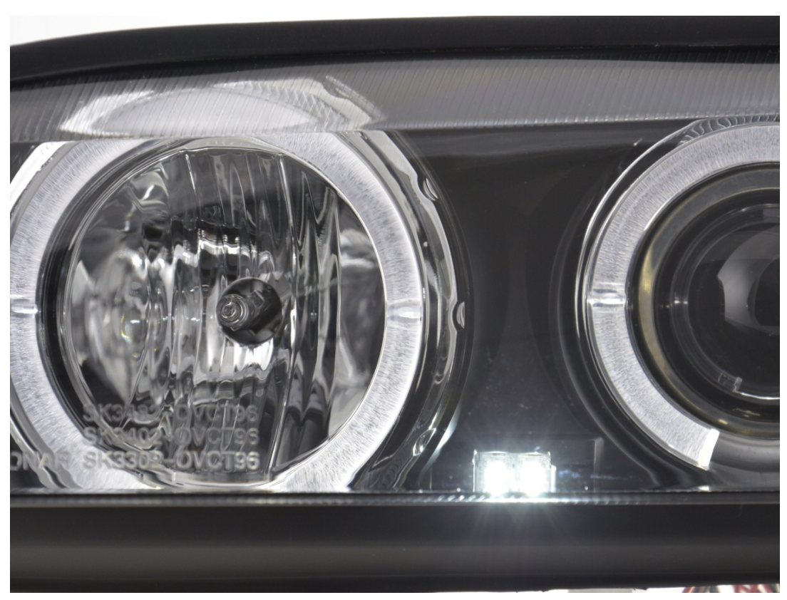 FK LED-Scheinwerfer Angel Eyes Halo Ring CCFL Opel Vauxhall Vectra B 99-02 schwarz 