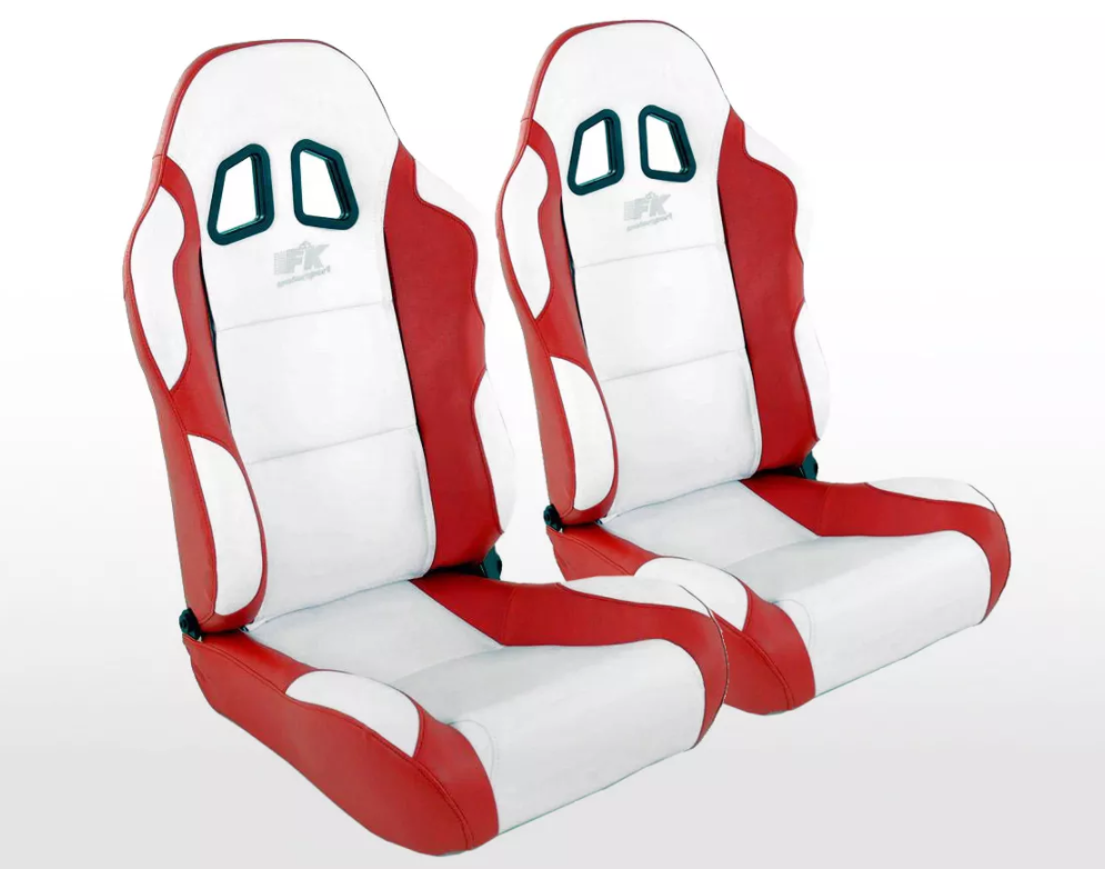 FK Univ Bucket Sports Seats & Runners White & Red Defender 90 T5 T6 4x4 Car