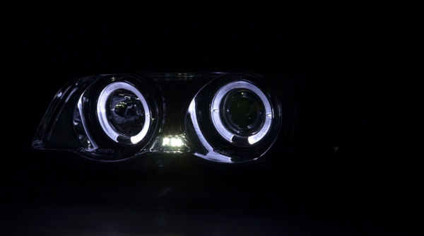 FK LED DRL Angel Eye Projector headlights BMW 3-series E46 98-01 chrome 330 M3