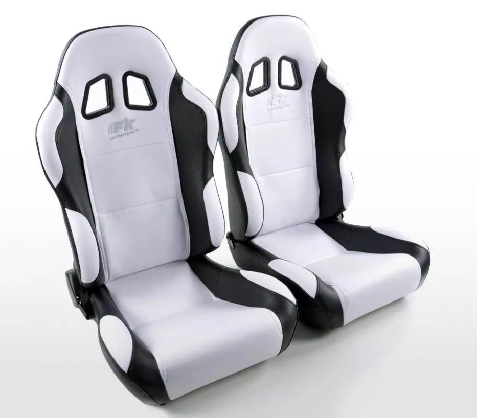 FK Univ Bucket Sports Seats &amp; Runners White &amp; Black Defender 90 T5 T6 4x4 Car