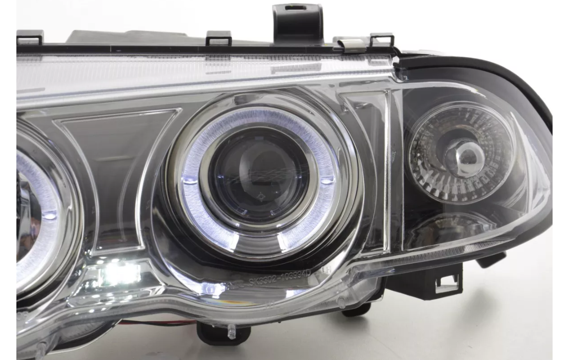 FK LED DRL Angel Eye Projektorscheinwerfer BMW 3er E46 98-01 Chrom 330 M3