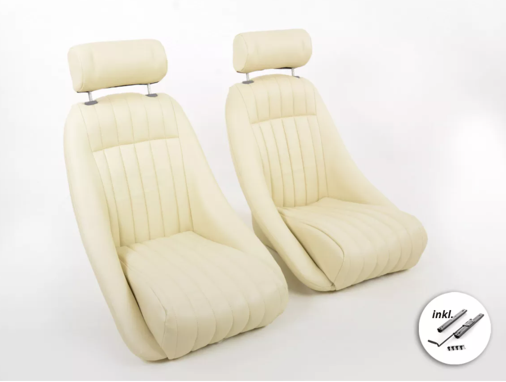 FK Ivory Cream Beige Classic Car Retro Kit Speedster Sports Car Bucket Seats