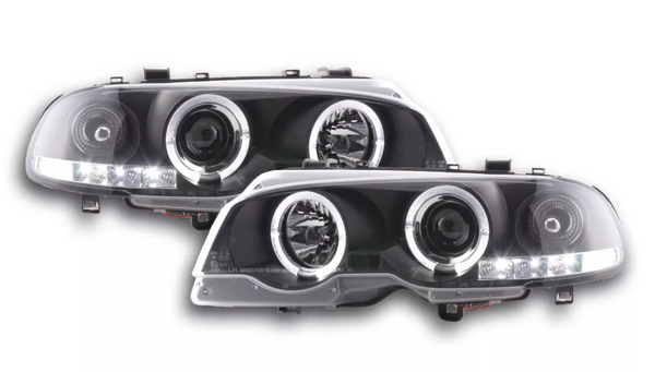 FK Pair LED DRL Projector headlights E46 Coupe Cabrio 98-02 black M3 330 M Sport