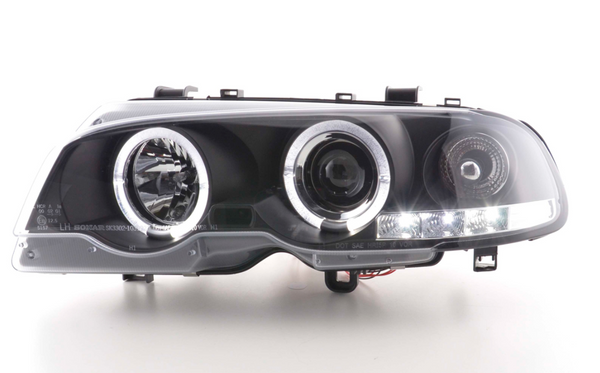 FK Pair LED DRL Projector headlights E46 Coupe Cabrio 98-02 black M3 330 M Sport