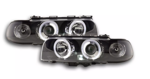 FK Pair LED DRL Angel Projector headlights BMW 7-series E38 95-98 black 728 740