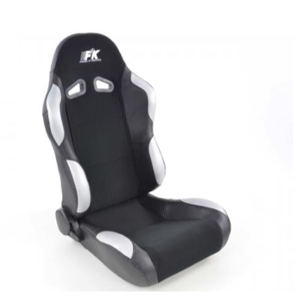 FK Universal Full Bucket Seats & slide runners Black & Silver Carbon Lux Sports