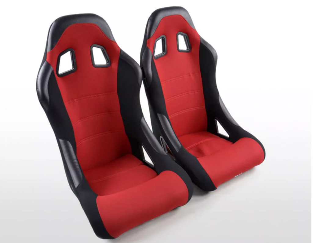 FK Universal Full Bucket Seats & slide runners Black & Red Track Drift Car 4x4