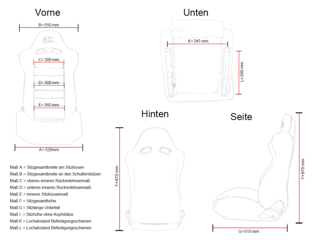 FK Universal-Vollschalensitze und Gleitkufen, schwarz-rotes Track-Drift-Auto, 4x4