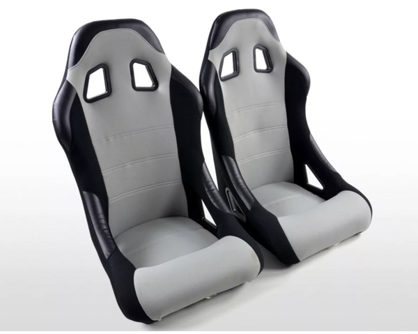 FK Universal Full Bucket Seats & slide runners Black & Grey Track Drift Car 4x4