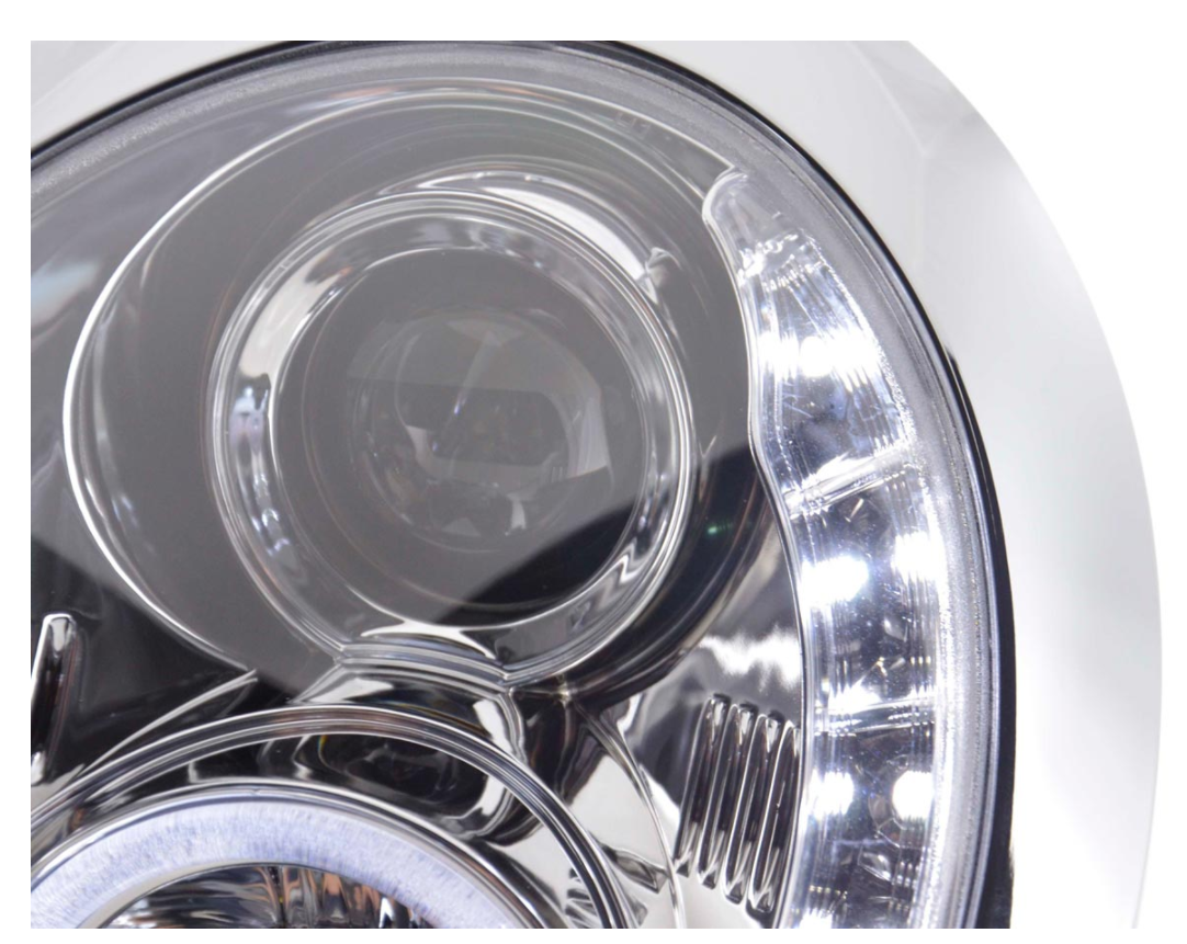 FK LED DRL Angel Eye Projector headlights BMW Mini Cooper S JCW R50 01-06 chrome