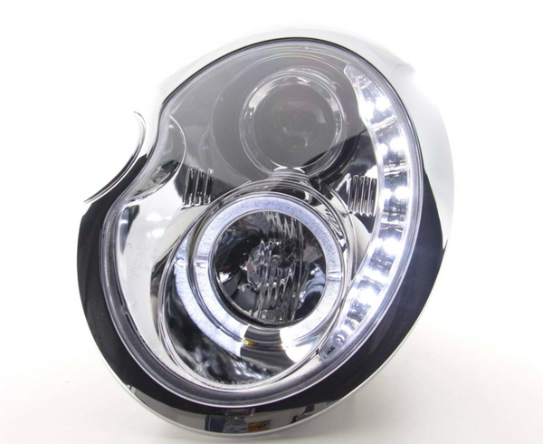 FK LED DRL Angel Eye Projektorscheinwerfer BMW Mini Cooper S JCW R50 01-06 Chrom 