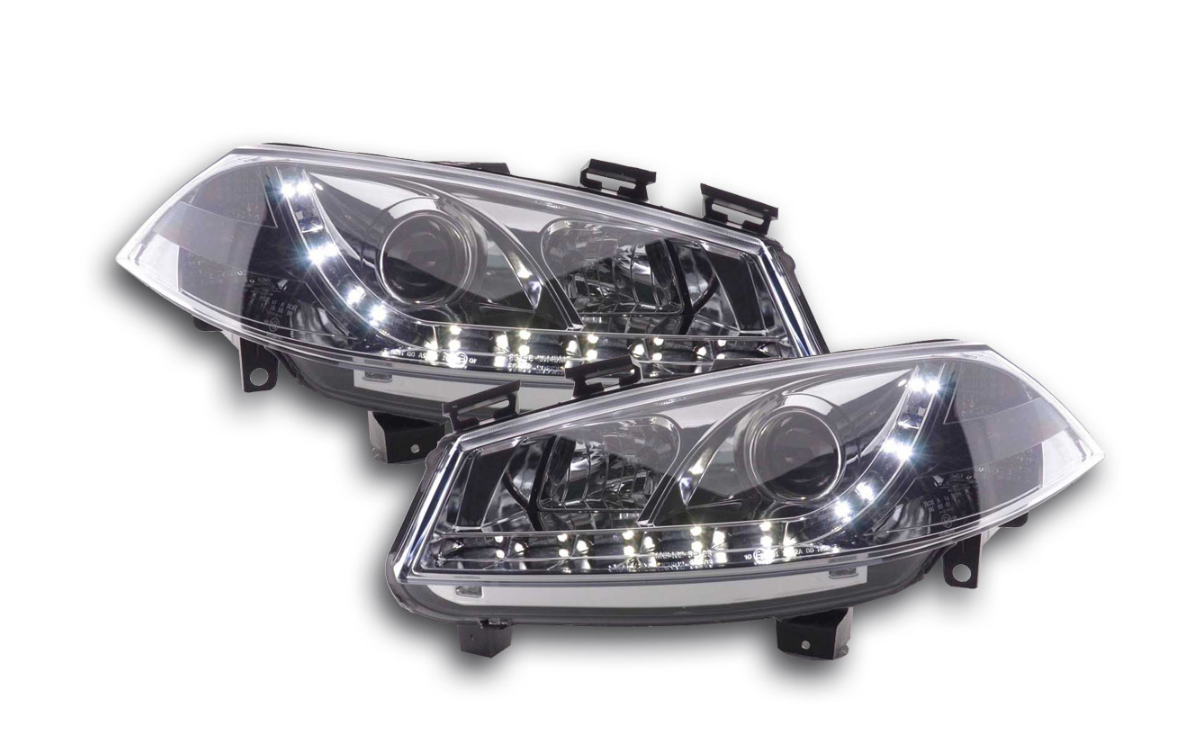 FK LED DRL Projector Headlights Ford Fiesta MK6 JH1 JD3 03-07 Chrome LHD