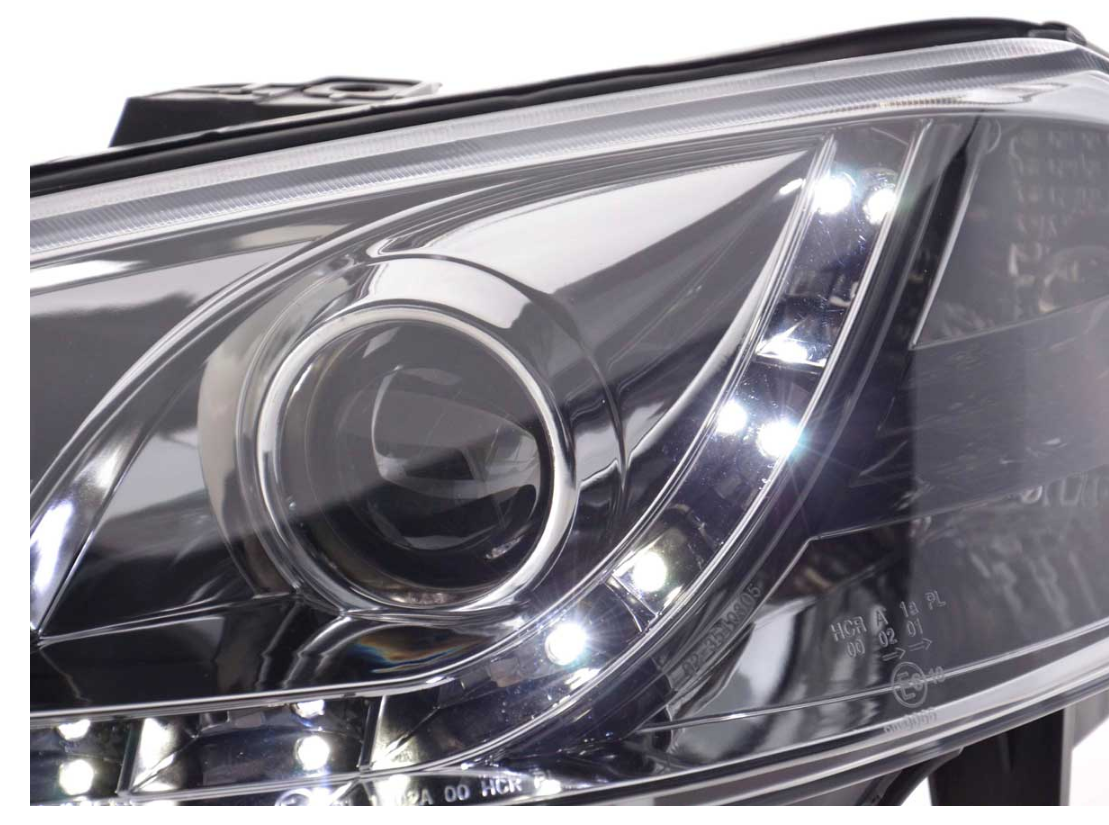 FK LED DRL Projector Headlights Ford Fiesta MK6 JH1 JD3 03-07 Chrome LHD