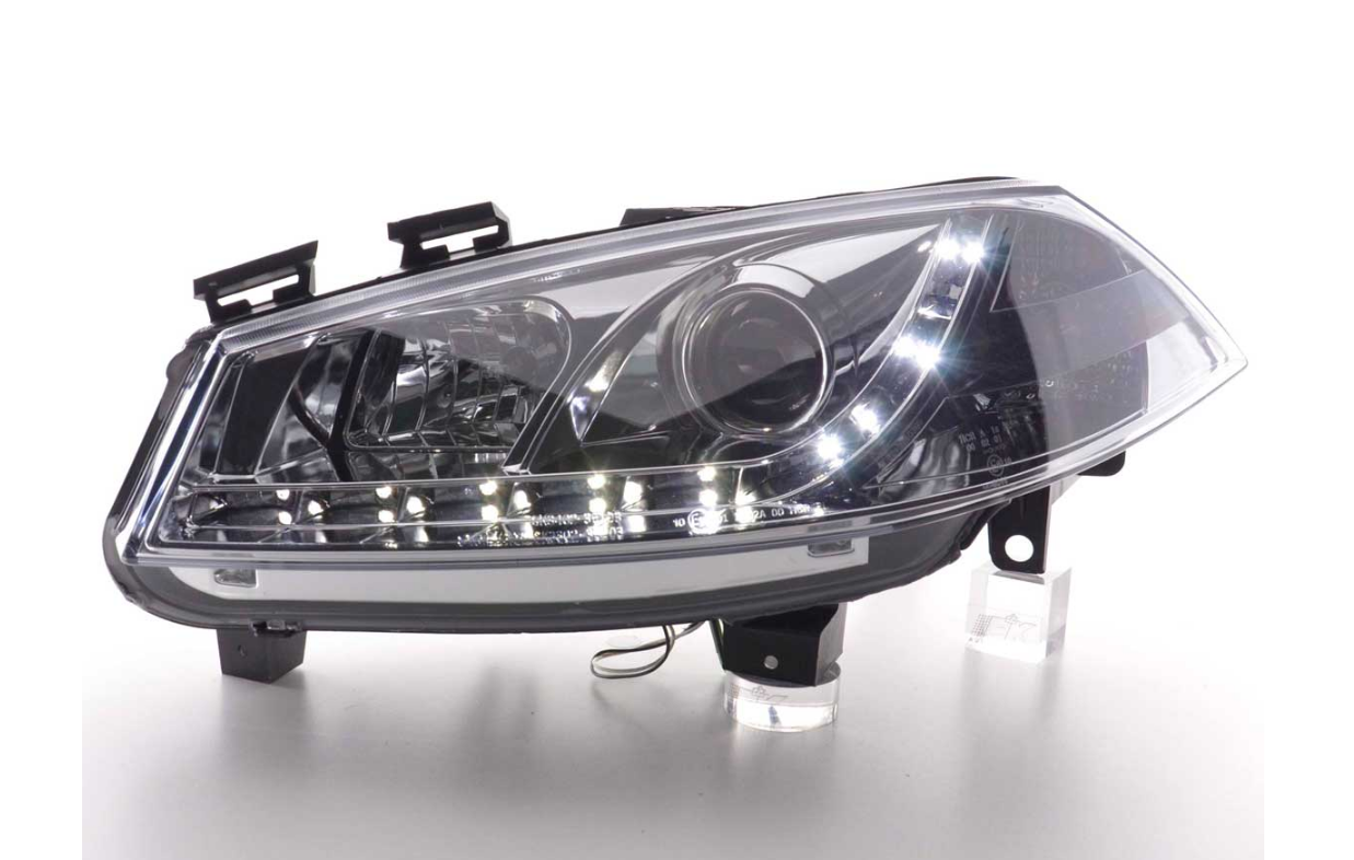 FK LED DRL Projektorscheinwerfer Ford Fiesta MK6 JH1 JD3 03–07 Chrom LHD