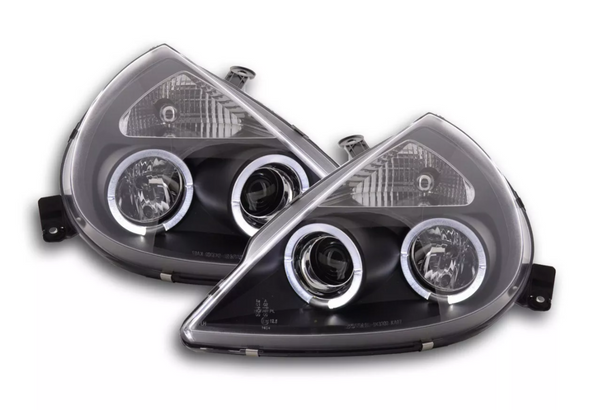 FK LED DRL Angel Eye Projektorscheinwerfer Ford KA RBT 97- schwarz LHD 