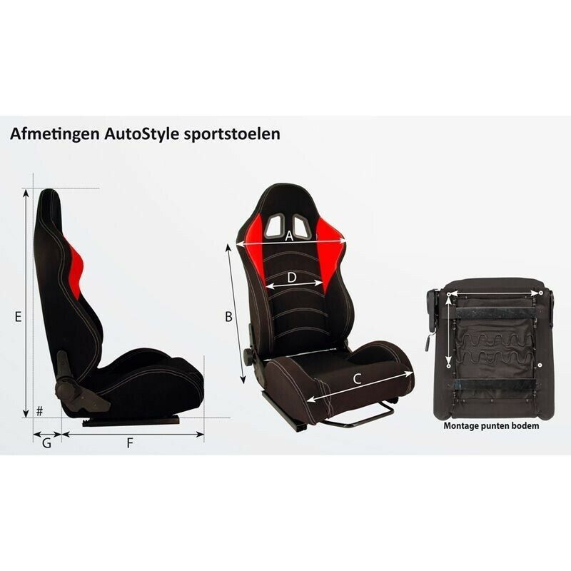 AUTOSTYLE BS5 x1 Universal-Sportschalensitze, schwarze und graue Gleitschienen