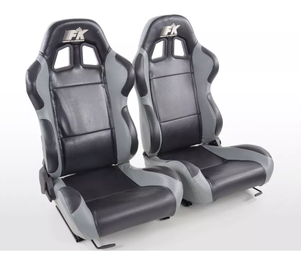 FK Pair Bucket Sports Seats Set Car Black & GREY Car Van 4x4 Custom Project