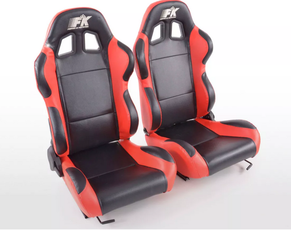 FK Pair Bucket Sports Seats Set Car Black & RED Car Van 4x4 Custom Project