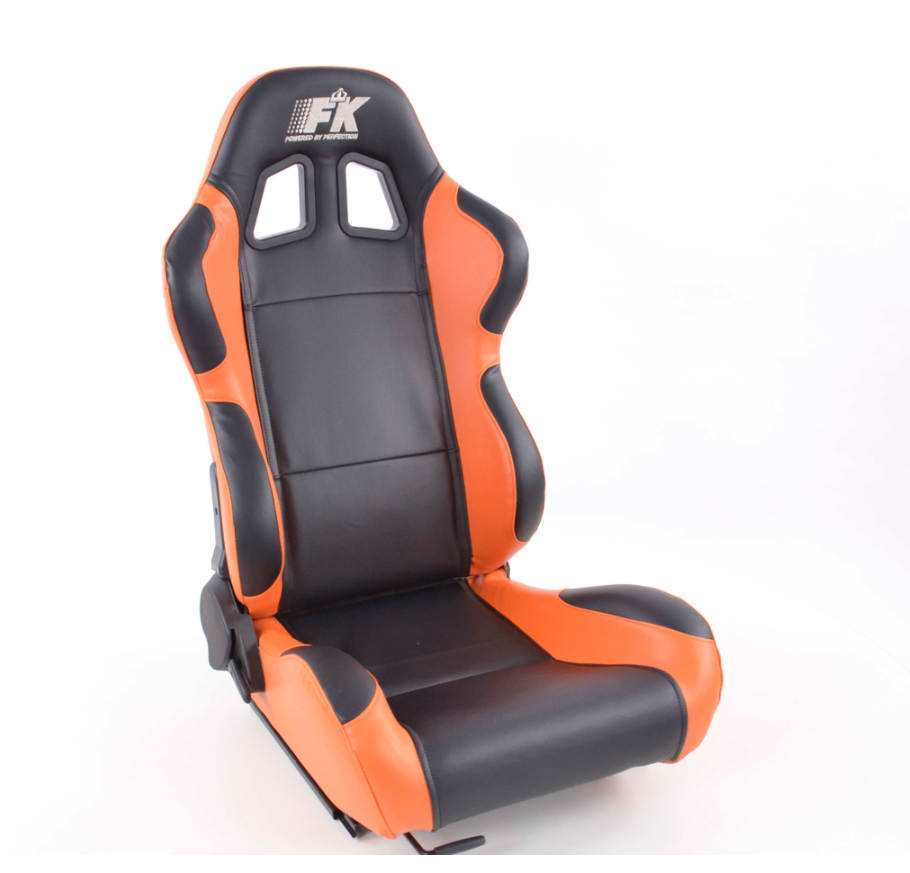 FK Pair Bucket Sports Seats Set Car Black & ORANGE Car Van 4x4 Custom Project