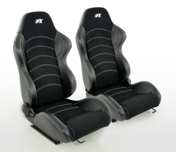 FK Universal Recline Bucket Sports Seats Black Car 4x4 Van Defender 90 110 T4 T5